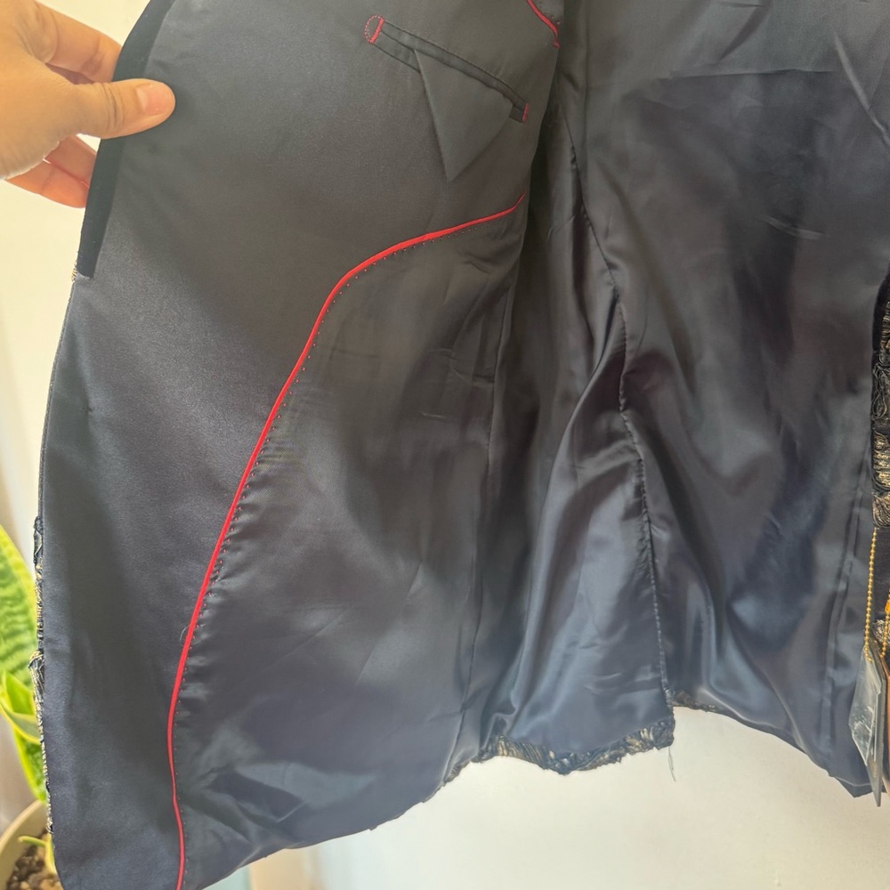 NWT Valiant Paris Coat Jacket Event Blazer Navy Bold Textured Unique Design 3XL - Picture 5 of 16